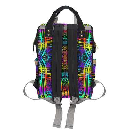 Neon Trible Rainbow Pattern Print Design A01 Diaper Bag Backpack