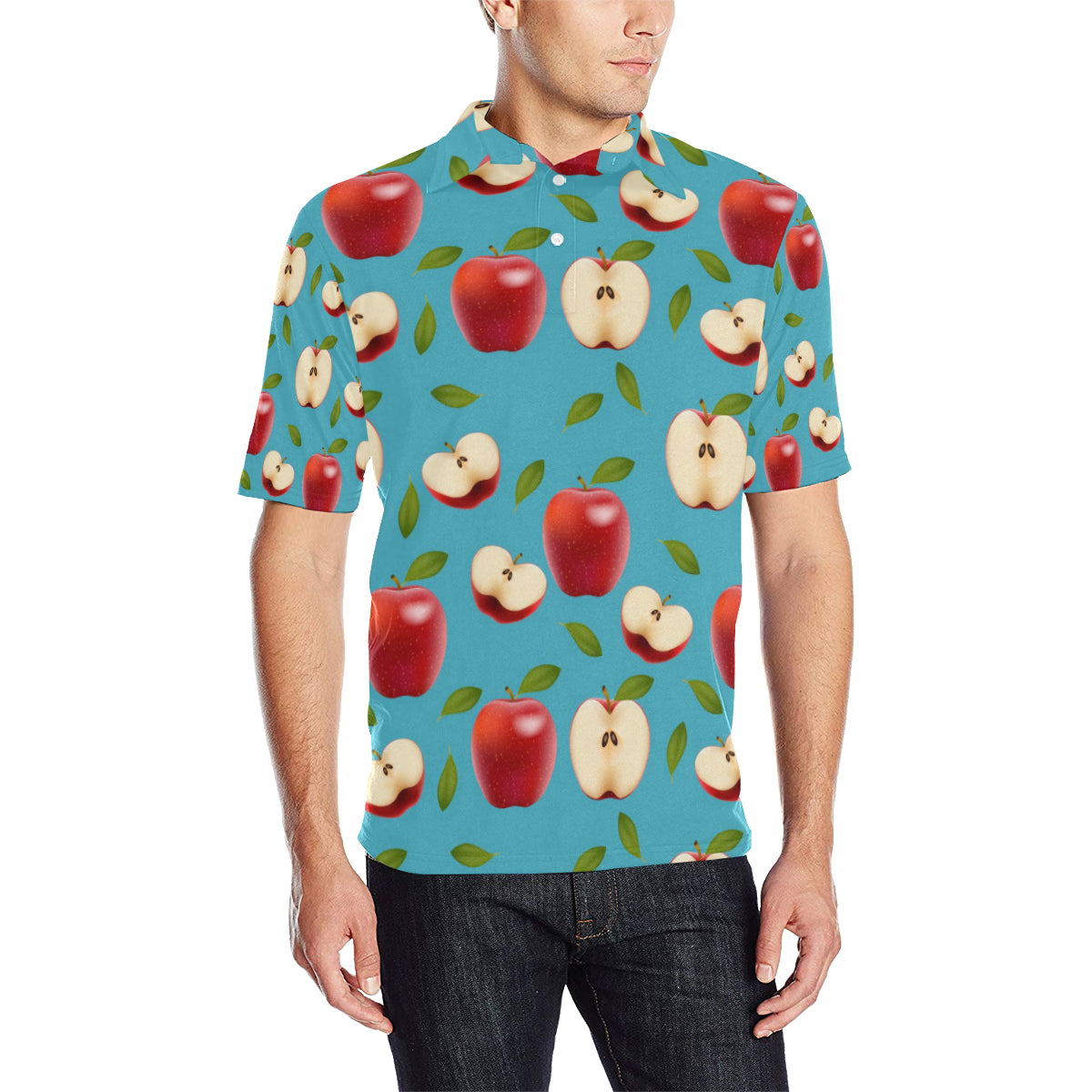 Apple Pattern Print Design AP012 Men Polo Shirt