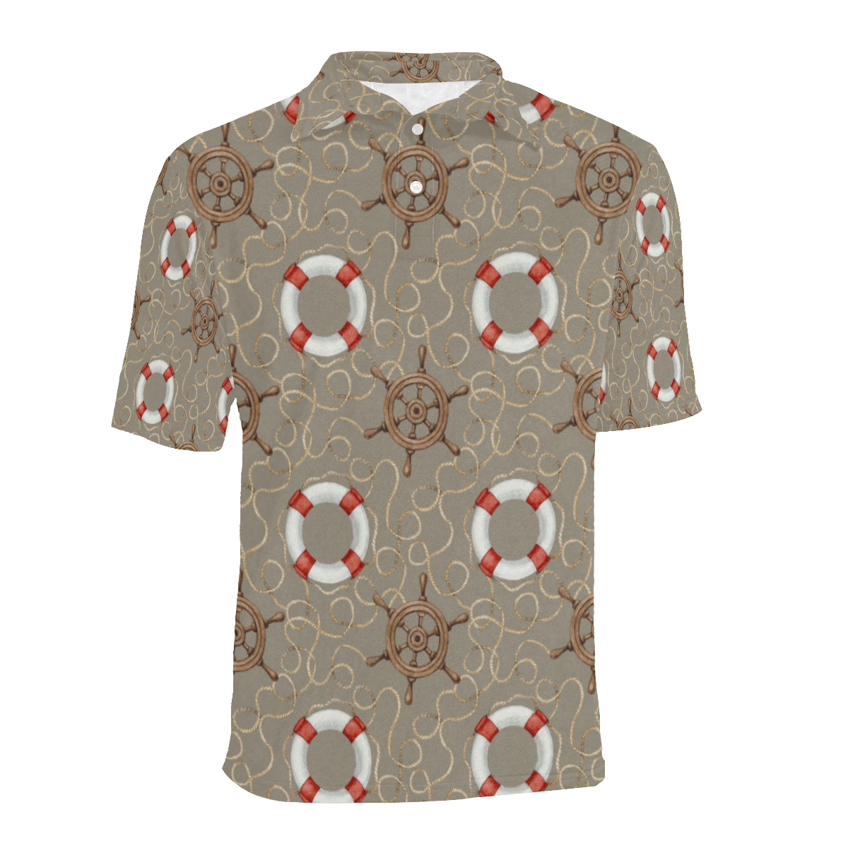 Nautical Pattern Print Design A02 Men Polo Shirt