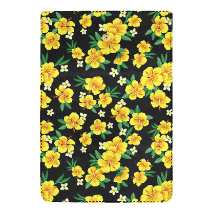 Yellow Hibiscus Pattern Print Design HB08 Women's Trifold Wallet