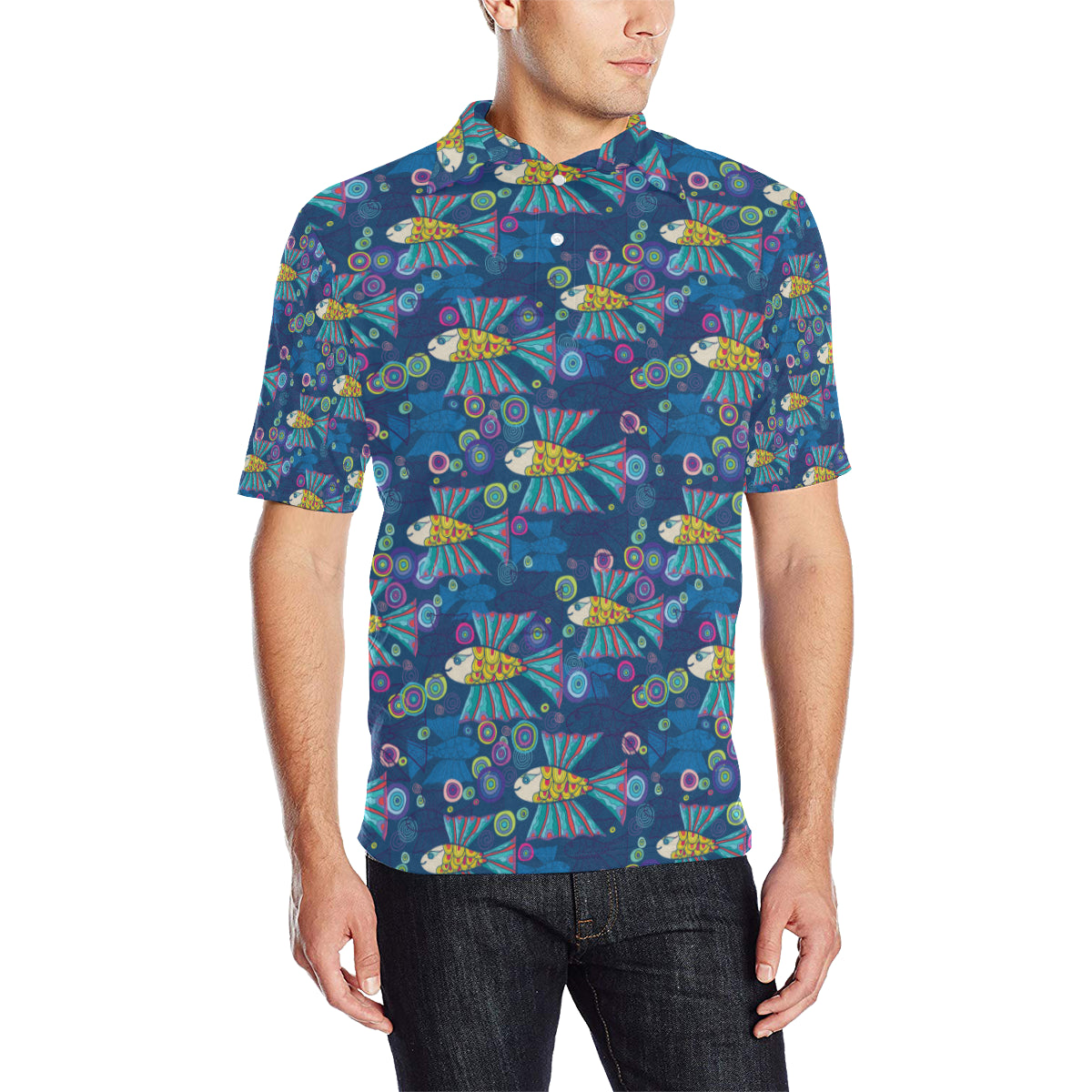 Flying Fish Pattern Print Design 01 Men Polo Shirt