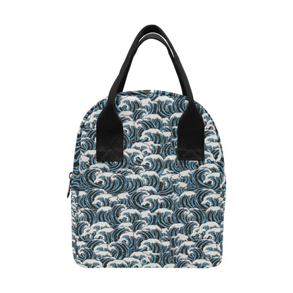 Surf Wave Pattern Print Insulated Lunch Bag