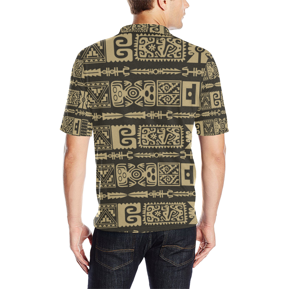 Mayan Pattern Print Design 03 Men Polo Shirt