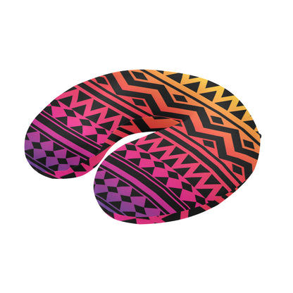 Rainbow Tribal Pattern Print Design A02 U-Shaped Travel Neck Pillow