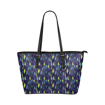 Shark Neon color Print Leather Tote Bag
