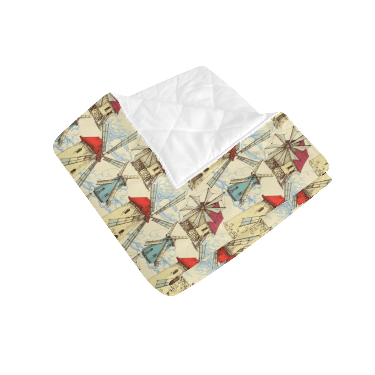 Windmill Pattern Print Design 01 Premium Quilt