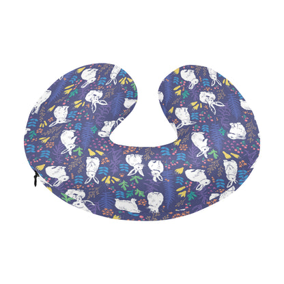 Bunny Pattern Print Design 01 U-Shaped Travel Neck Pillow