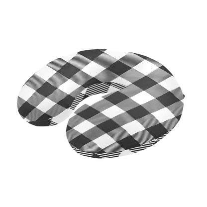 Buffalo check Black white Pattern Print Design 04 U-Shaped Travel Neck Pillow