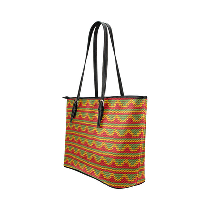 Rasta Reggae Color Print Leather Tote Bag