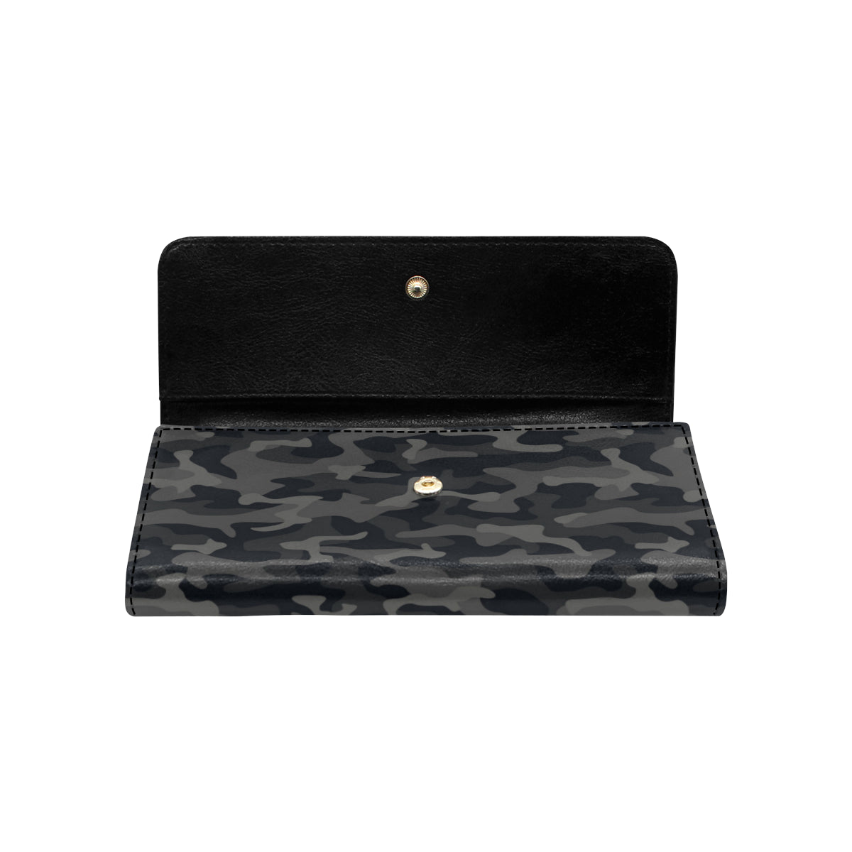 Camo Black Pattern Print Design 02 Women's Trifold Wallet