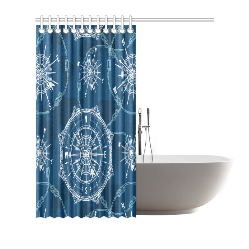 Nautical Compass Print Shower Curtain