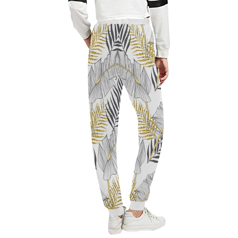 Gold Glitter Tropical Palm Leaves Unisex Sweatpants