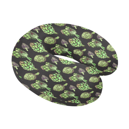 Artichoke Pattern Print Design 02 U-Shaped Travel Neck Pillow