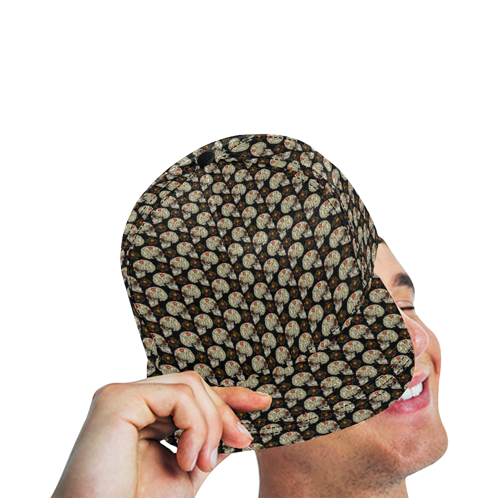 Sugar Skull Flower Design Themed Print Snapback Cap