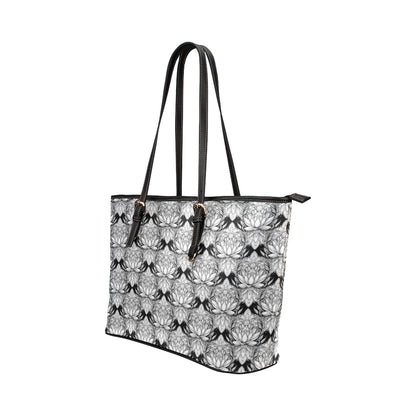 Lotus Mandala Print Pattern Leather Tote Bag