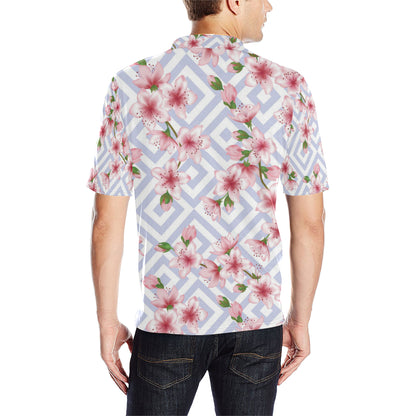 Cherry Blossom Pattern Print Design CB07 Men Polo Shirt