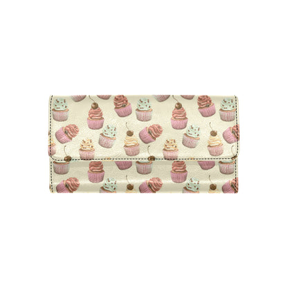 Cupcake Pattern Print Design 04 Women's Trifold Wallet