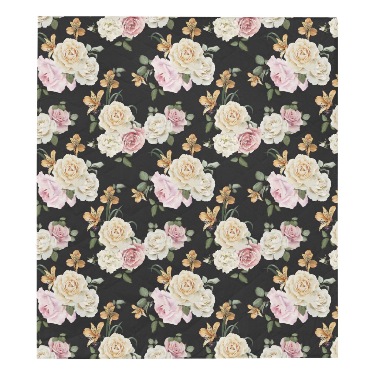 Rose Pattern Print Design A01 Premium Quilt