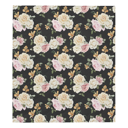 Rose Pattern Print Design A01 Premium Quilt