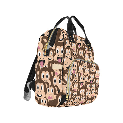 Emoji Monkey Print Pattern Diaper Bag Backpack