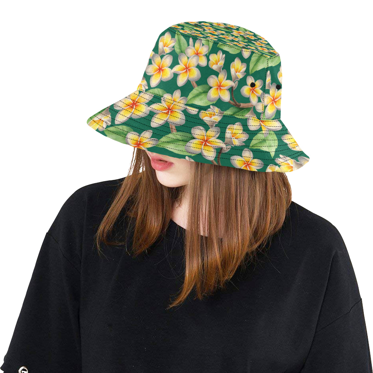 Plumeria Pattern Print Design PM07 Unisex Bucket Hat