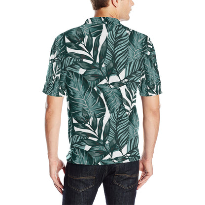 Tropical Palm Leaves Pattern Men Polo Shirt