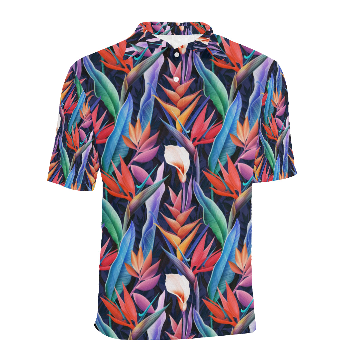 Tropical Flower Pattern Print Design TF023 Men Polo Shirt