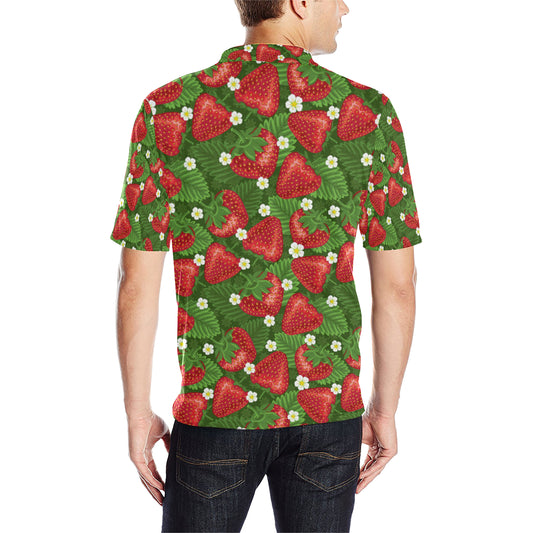 Strawberry Pattern Print Design SB05 Men Polo Shirt