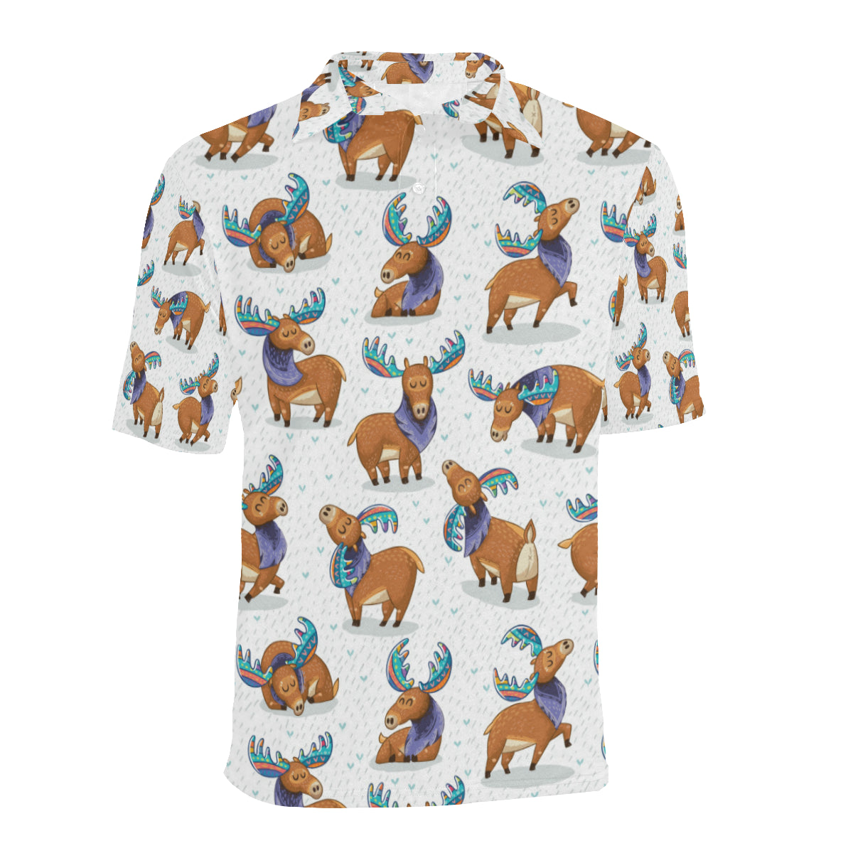 Moose Cute Pattern Print Design 01 Men Polo Shirt