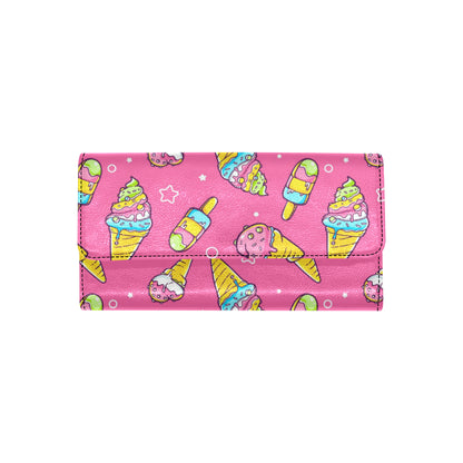 Ice Cream Pattern Print Design IC04 Women's Trifold Wallet