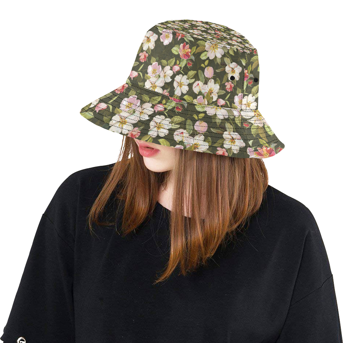 Apple blossom Pattern Print Design AB01 Unisex Bucket Hat