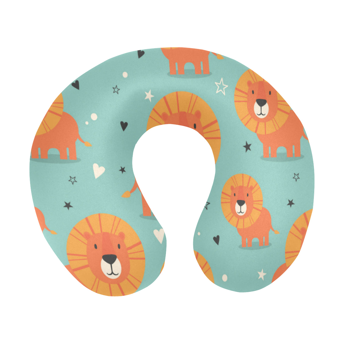 Lion Baby Pattern Print Design 03 U-Shaped Travel Neck Pillow