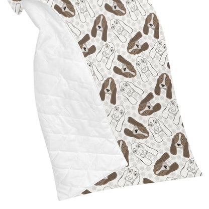 Basset Hound Pattern Print Design 01 Premium Quilt