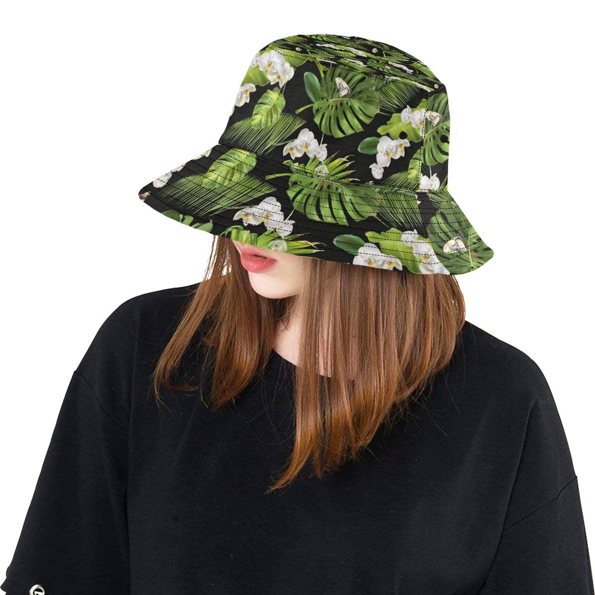 Tropical Flower Pattern Print Design TF026 Unisex Bucket Hat