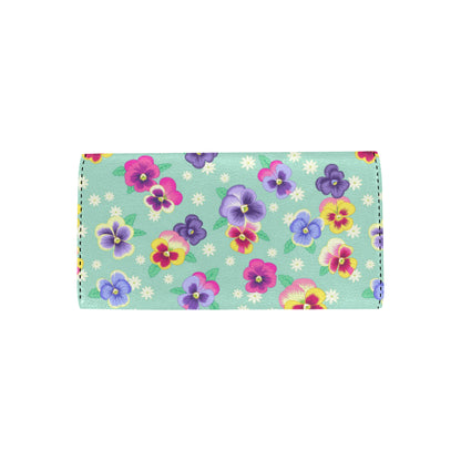 Pansy Pattern Print Design PS08 Women's Trifold Wallet
