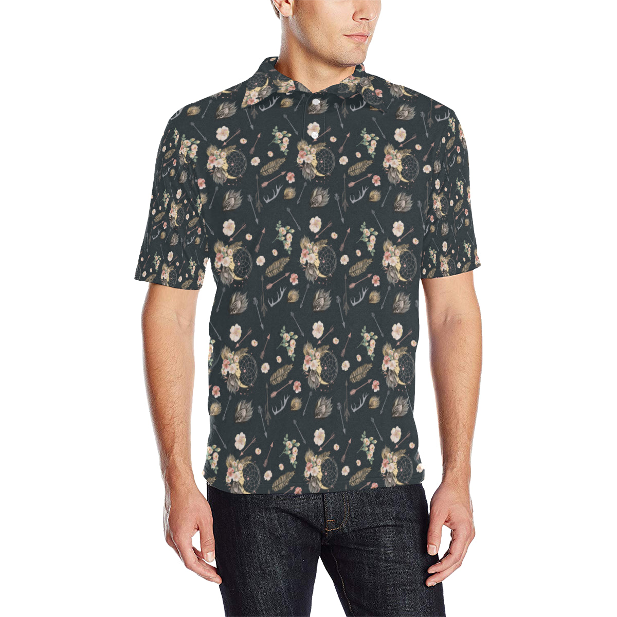 Bohemian Pattern Print Design 09 Men Polo Shirt