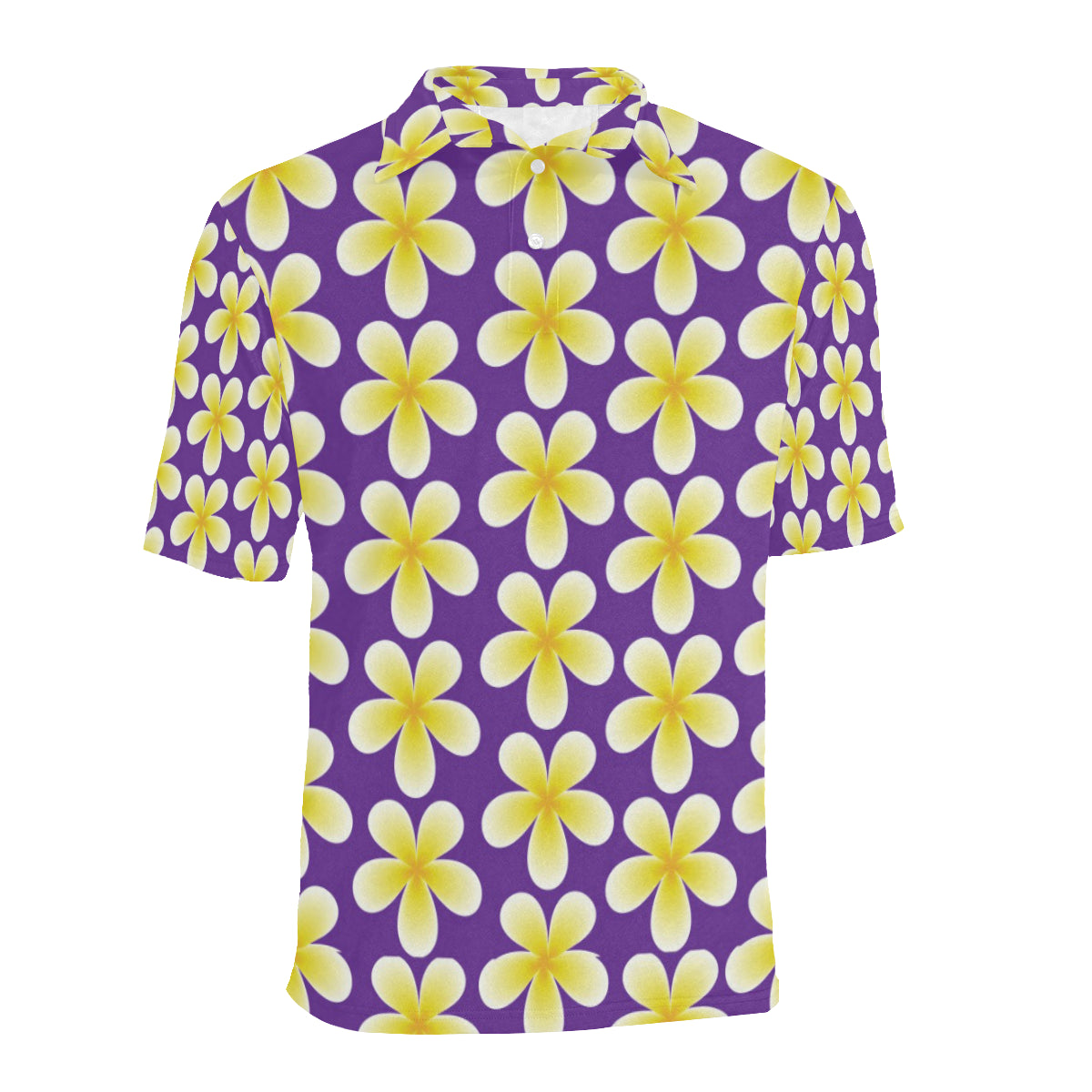 Yellow Plumeria Pattern Print Design PM05 Men Polo Shirt