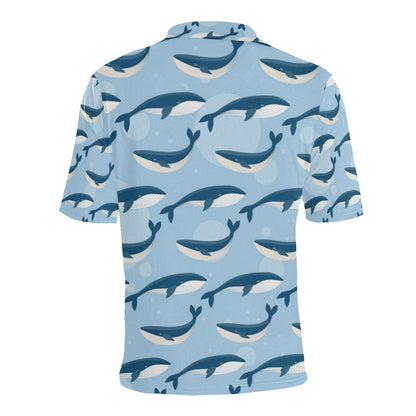 Blue Whale Pattern Print Design 02 Men Polo Shirt