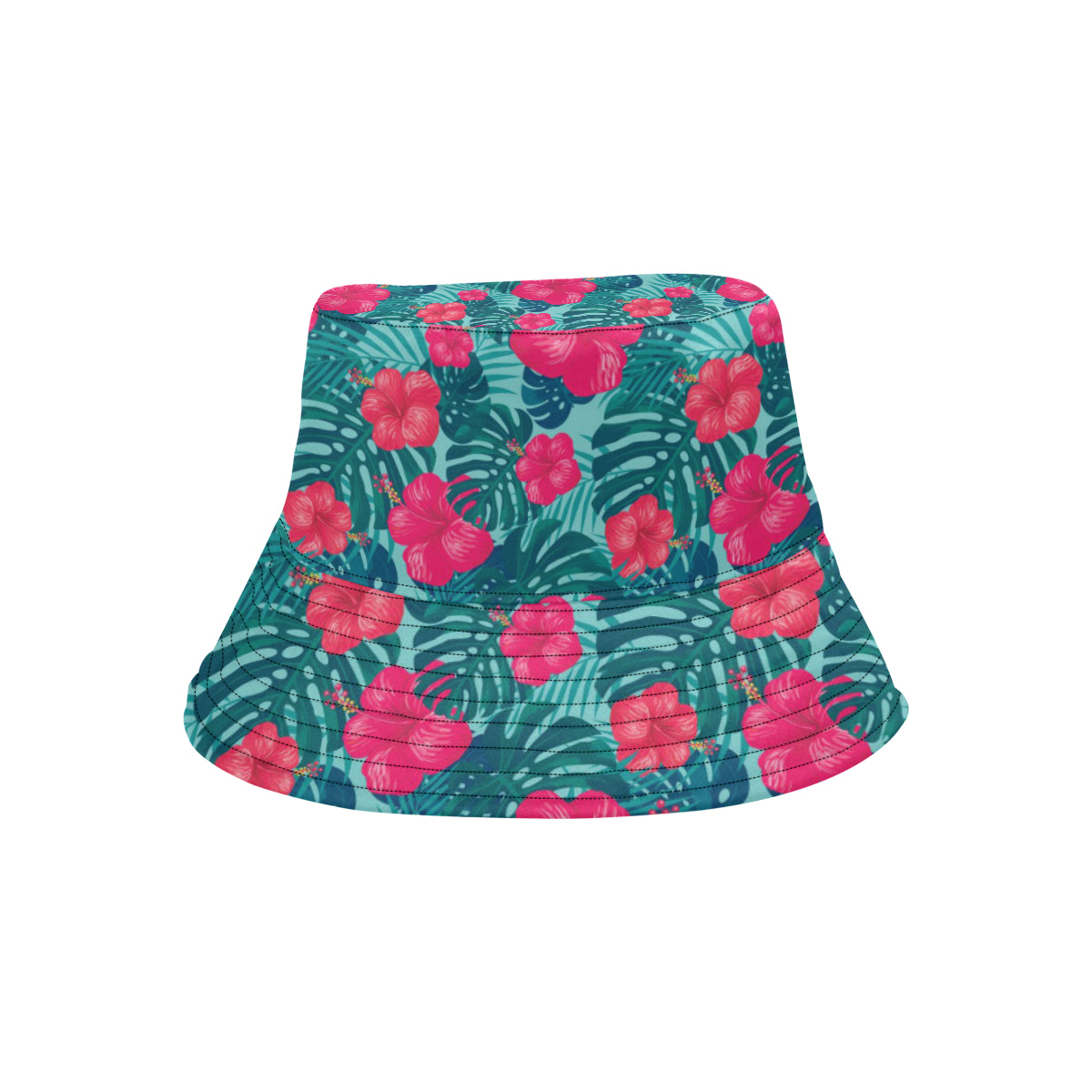 Red Hibiscus Pattern Print Design HB017 Unisex Bucket Hat
