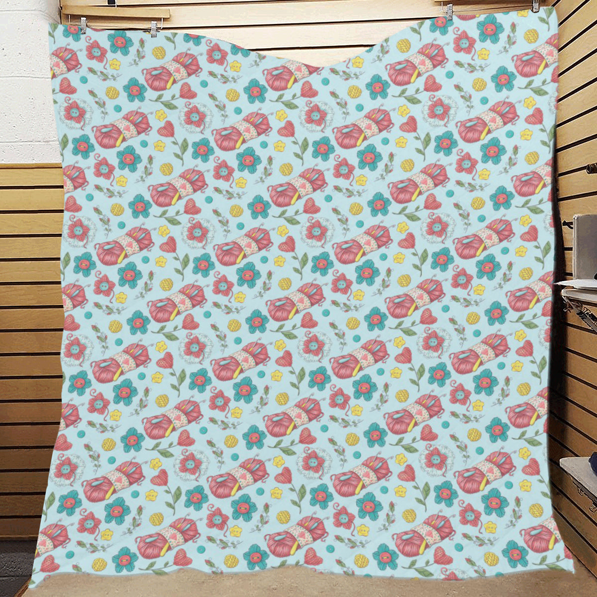 Crochet Pattern Print Design 01 Premium Quilt