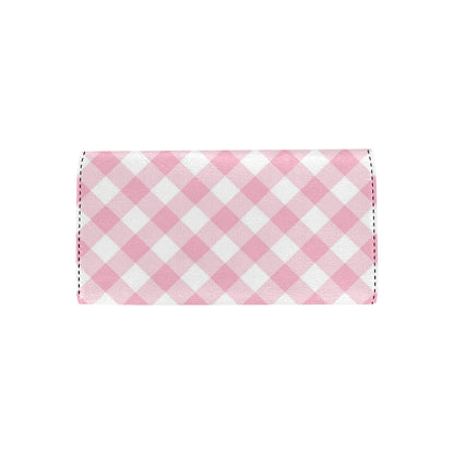 Gingham Pink Pattern Print Design 02 Women's Trifold Wallet