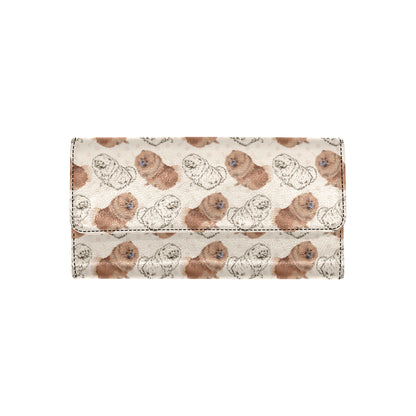 Pomeranians Pattern Print Design A01 Women's Trifold Wallet