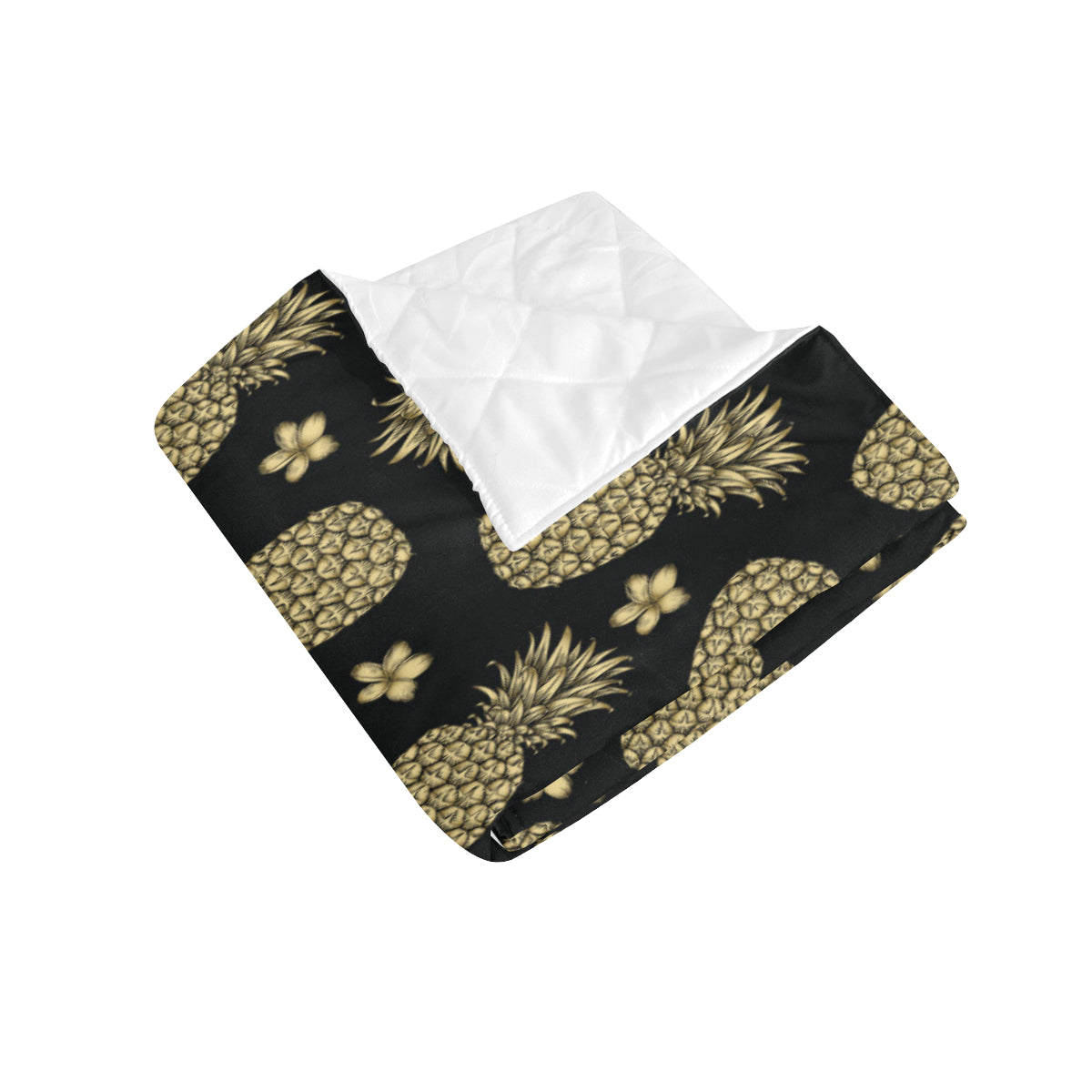 Gold Pineapple Hibiscus Premium Quilt