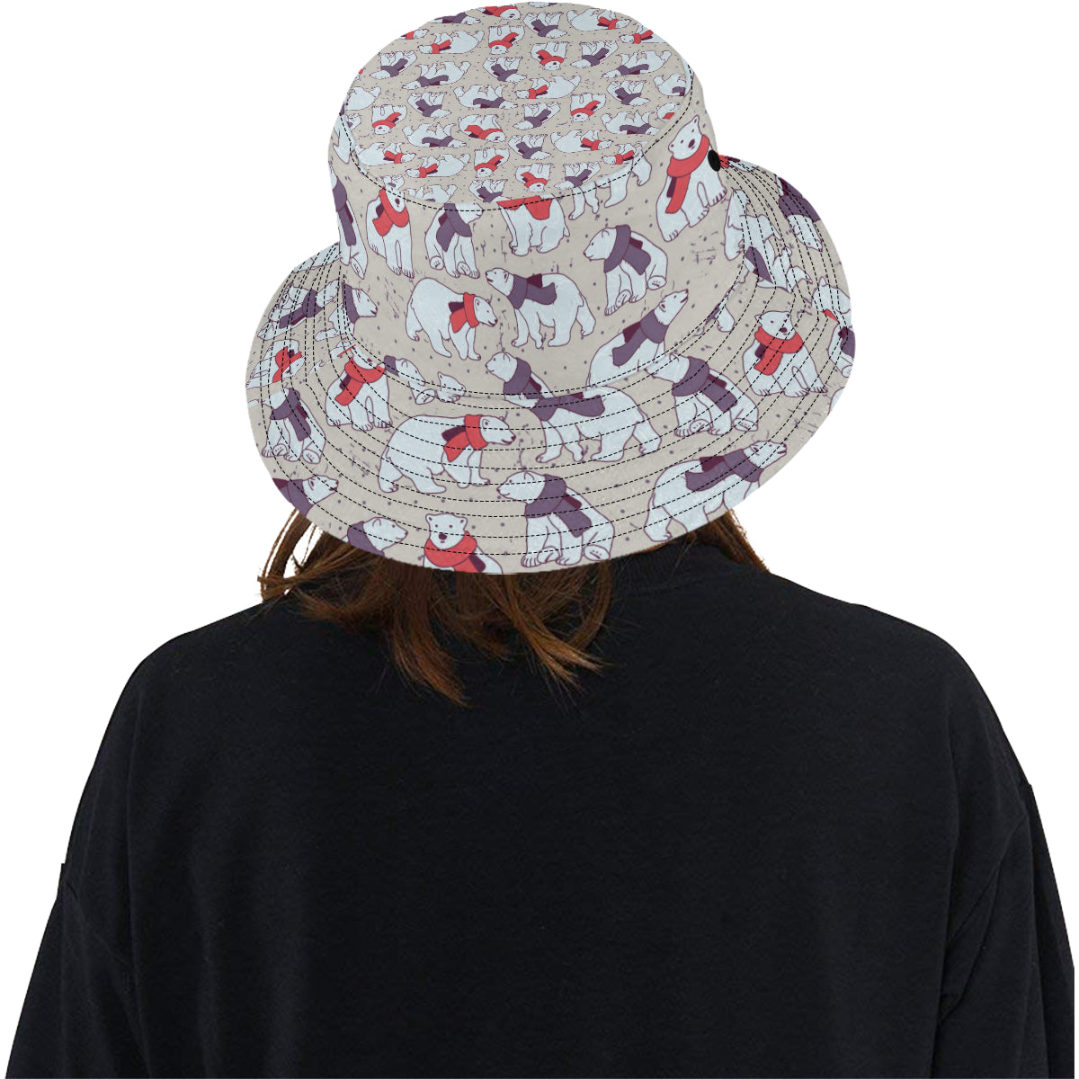 Polar Bear Pattern Print Design PB04 Unisex Bucket Hat