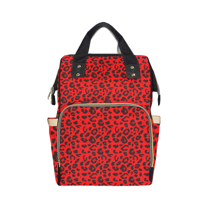 Leopard Red Skin Print Diaper Bag Backpack