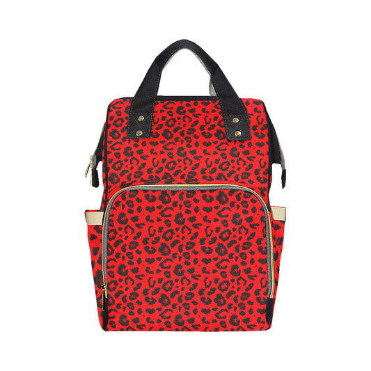 Leopard Red Skin Print Diaper Bag Backpack