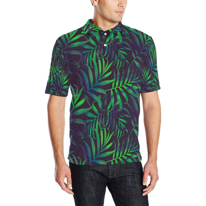 Palm Leaves Pattern Print Design PL01 Men Polo Shirt