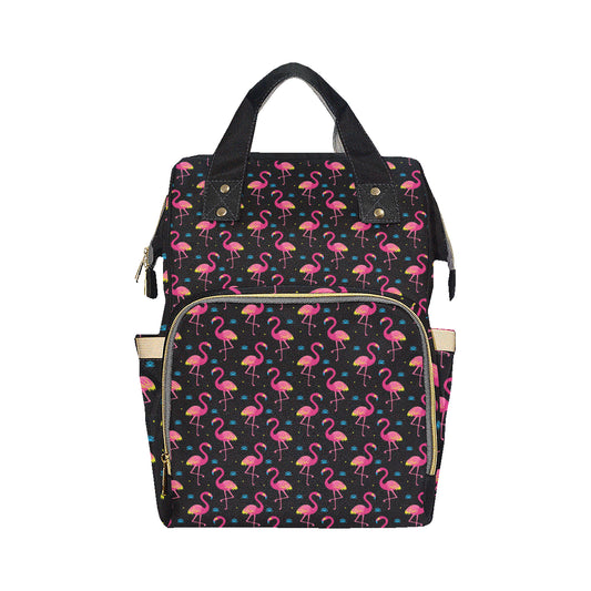 Flamingo Pink Neon Print Pattern Diaper Bag Backpack