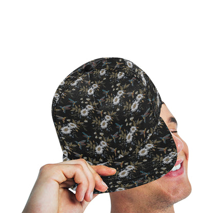 Hummingbird with Embroidery Themed Print Snapback Cap