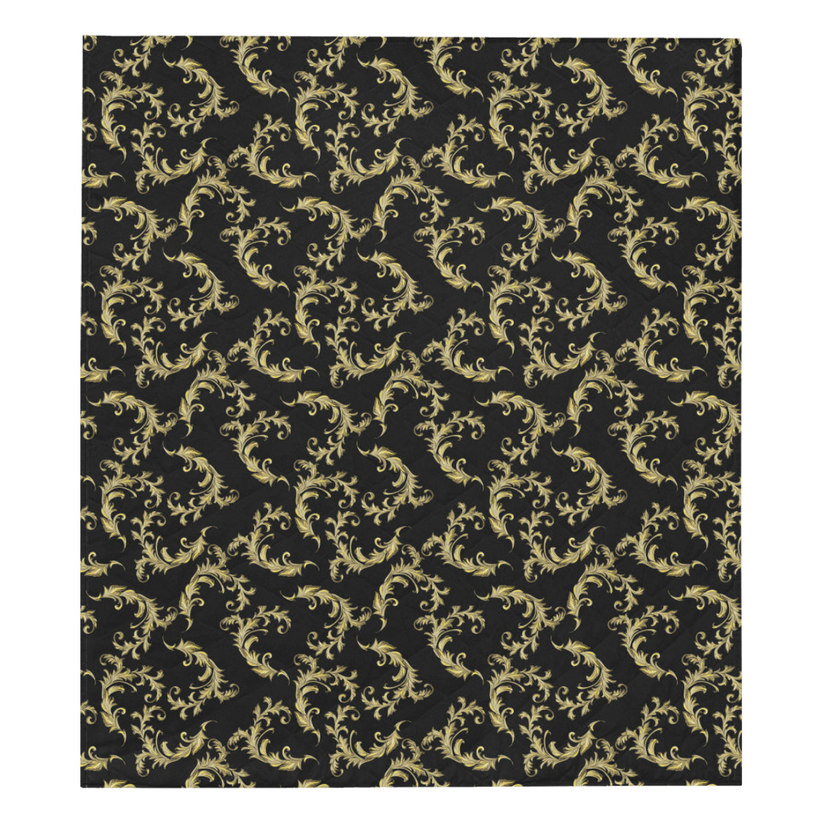 Baroque Golden Pattern Print Design 01 Premium Quilt